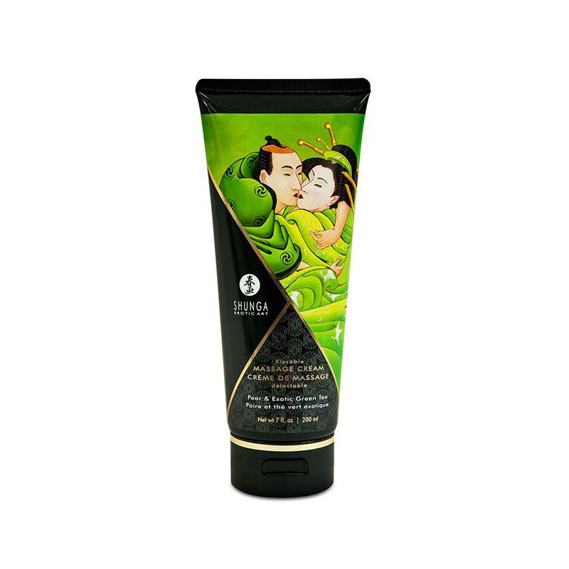 Shunga Crème de massage Comestible POIRE et THÉ VERT Exotique - 200ml 